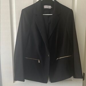 Calvin Klein Women's Black Blazer with Gold Accents